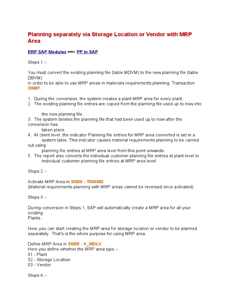 Configuring MRP Areas in SAP | PDF | Supply Chain Management | Business