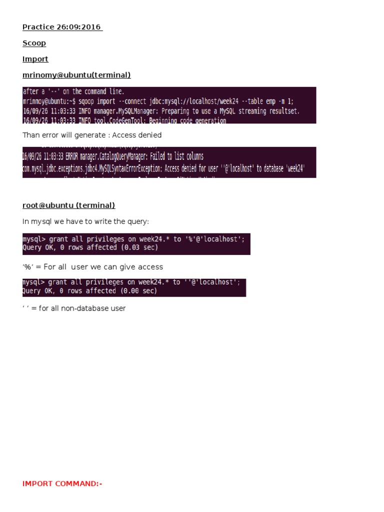MySQL Data Import with Sqoop Commands | PDF | Computers