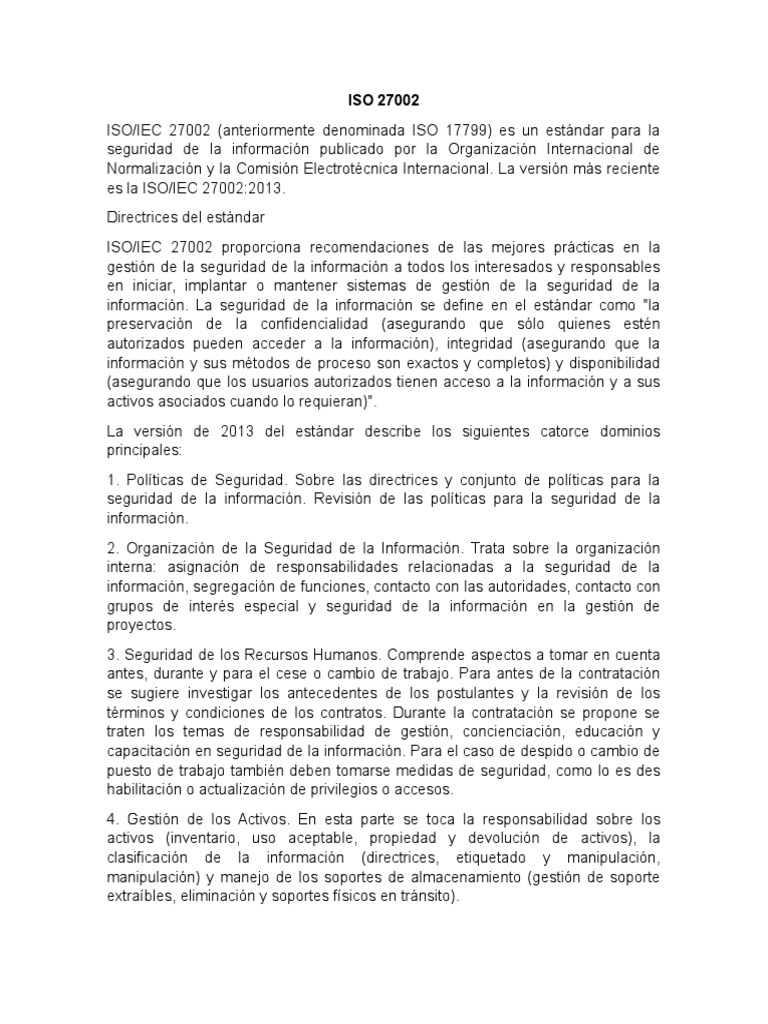 Iso 27002 | PDF | Tecnologías de la información | Informática