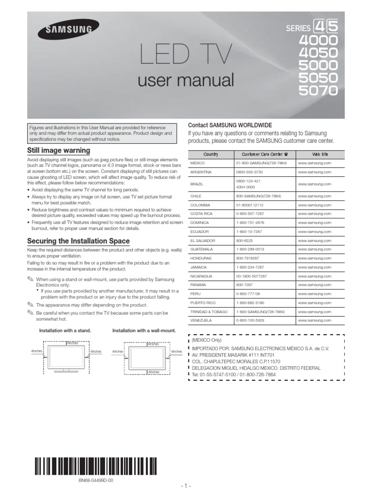 Samsung Un32eh5000 Led Hdtv Manual | Hdmi | Set Top Box