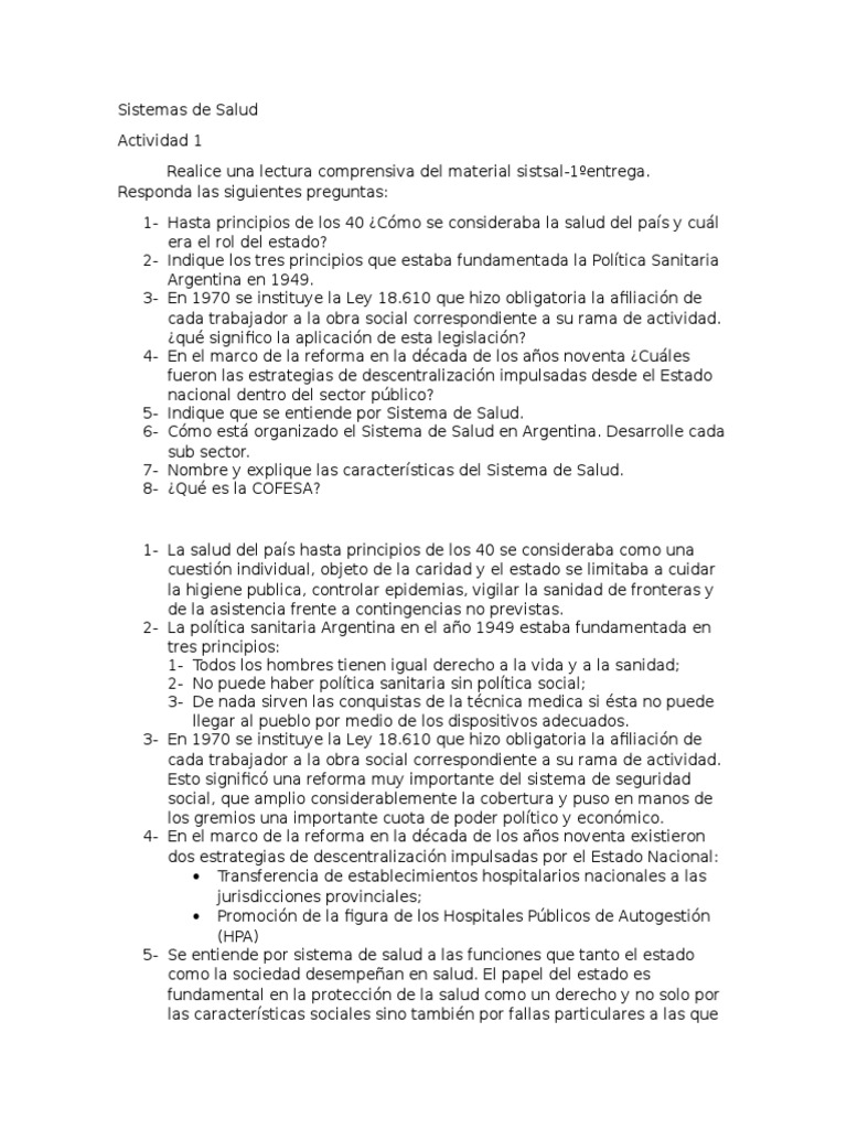 Organización del Sistema de Salud en Argentina | PDF | Sistema de salud ...