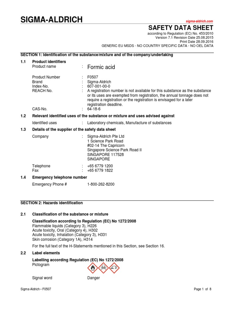 Formic Acid Safety Chemistry