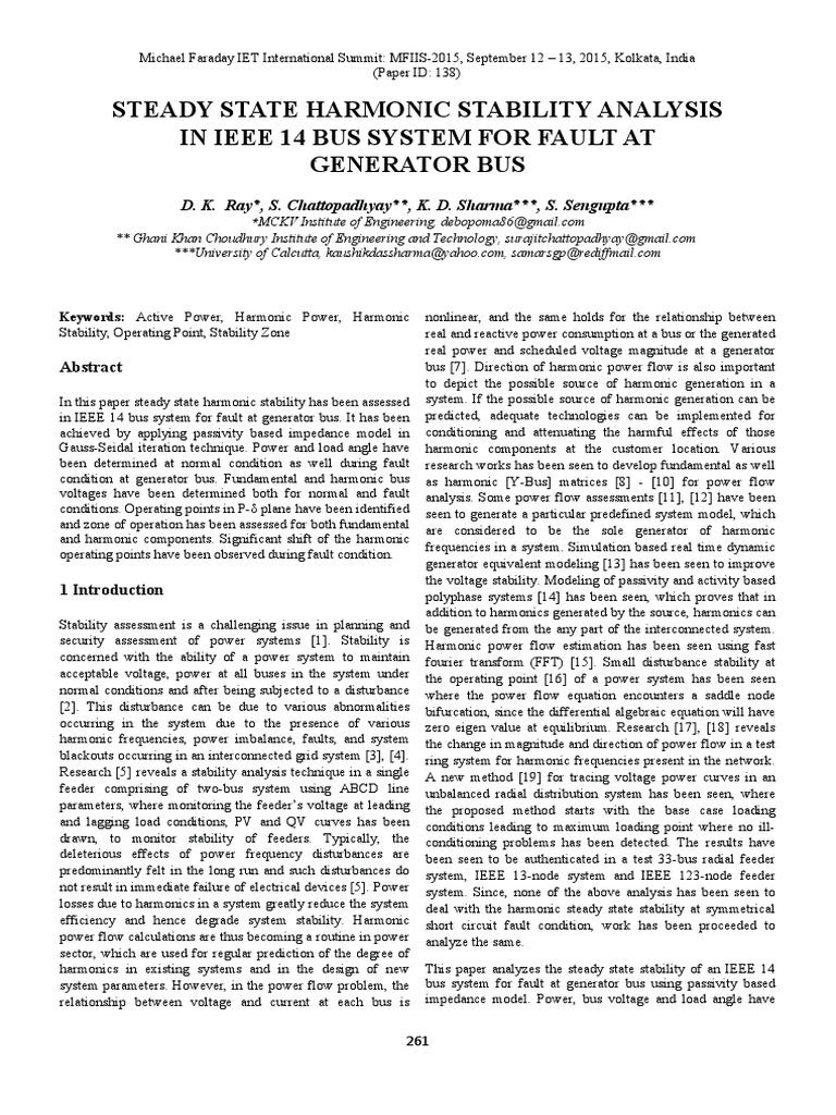 Steady State Harmonic Stability Analysis in Ieee 14 Bus System For ...