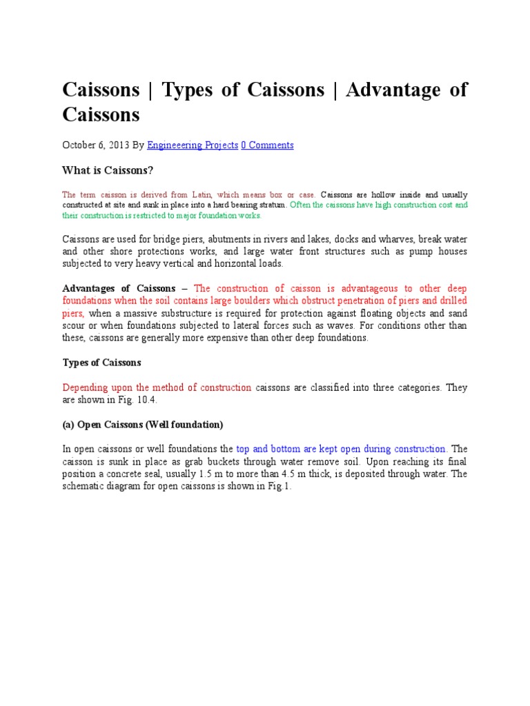 Caissons | PDF | Deep Foundation | Foundation (Engineering)