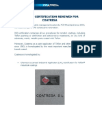 ISO 9001 Certification Renewed For Coatresa