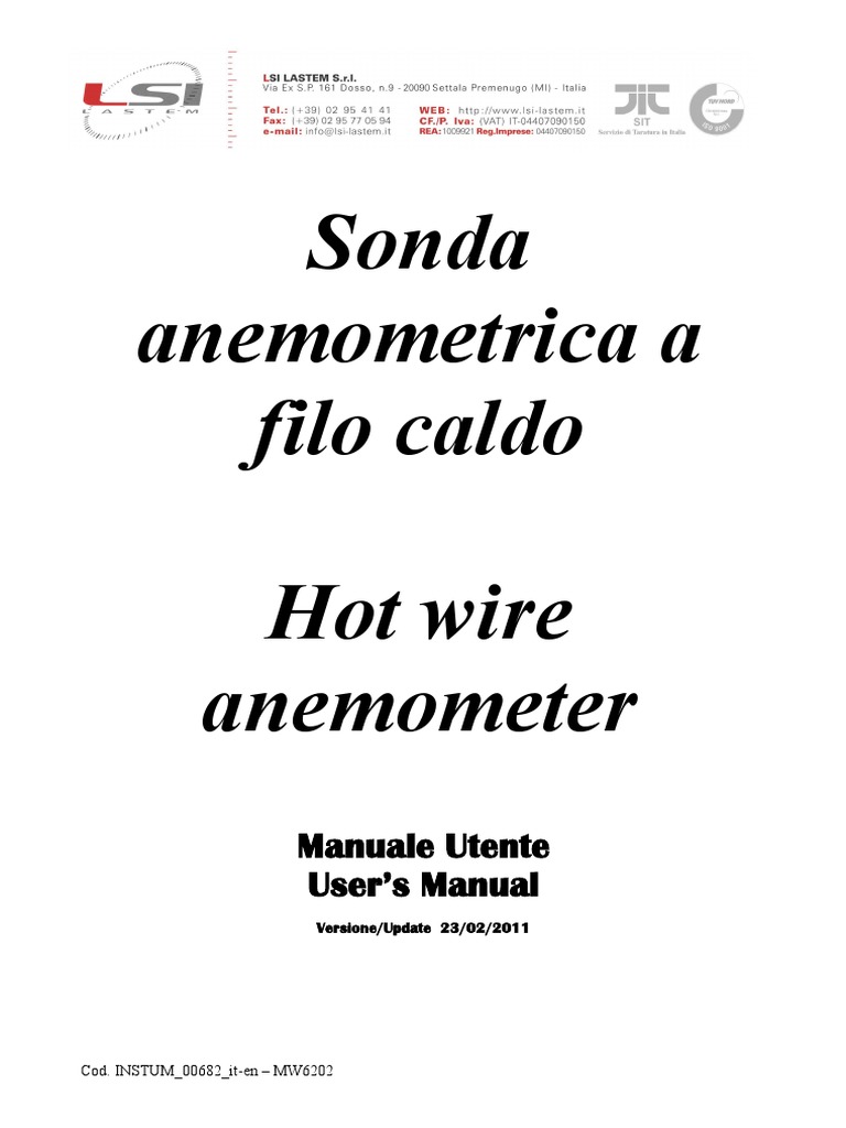 Hot Wire Anemometer Manual PDF
