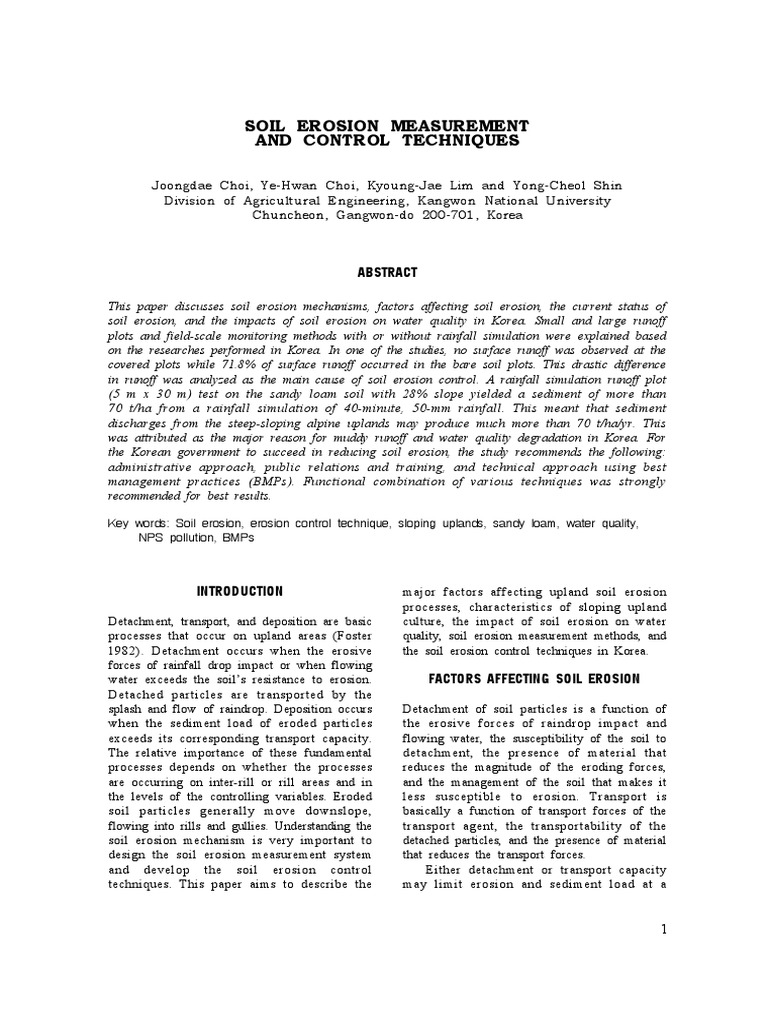Soil Erosion Measurement and Control Techniques | PDF | Surface Runoff ...