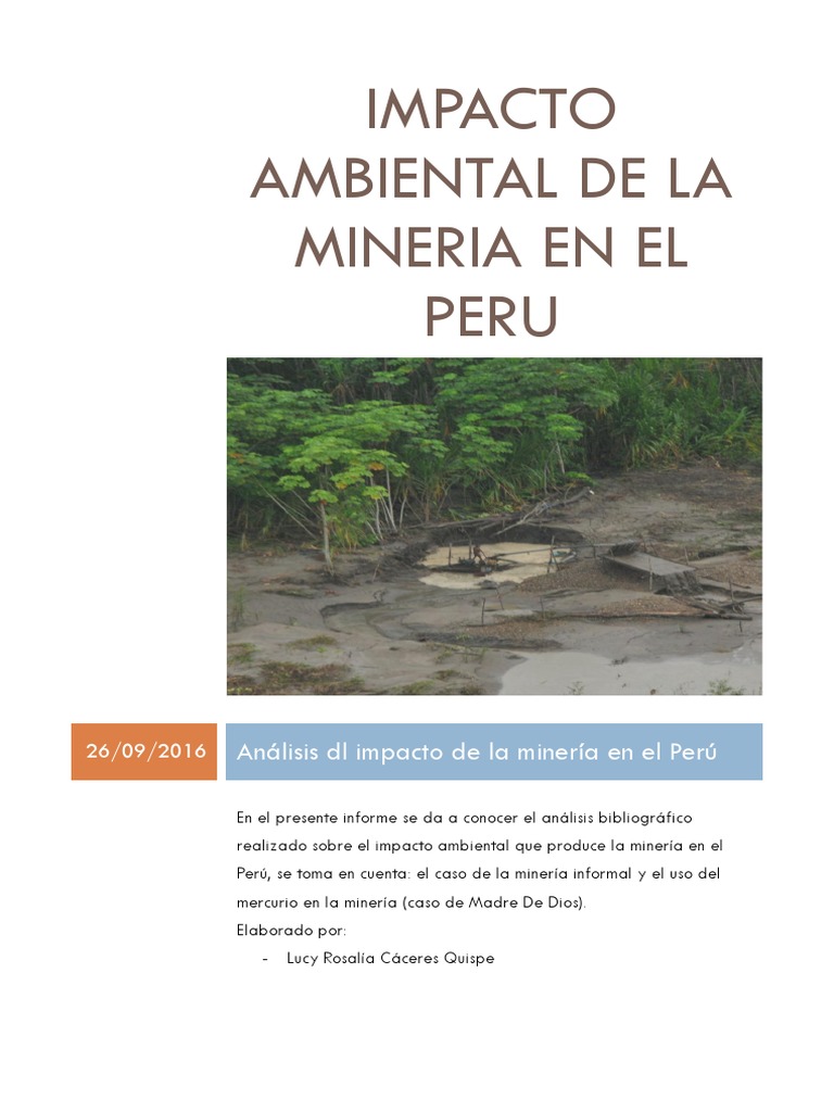 Impacto Ambiental de La Mineria en El Peru | PDF | Mercurio (Elemento ...