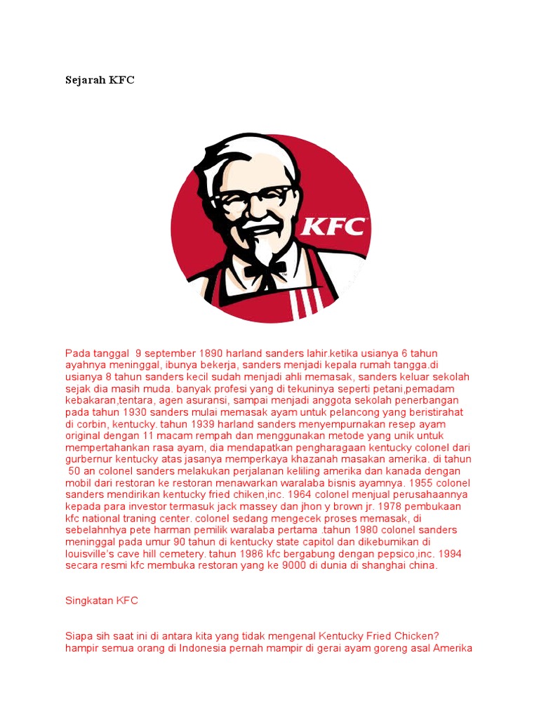 Sejarah Kfc