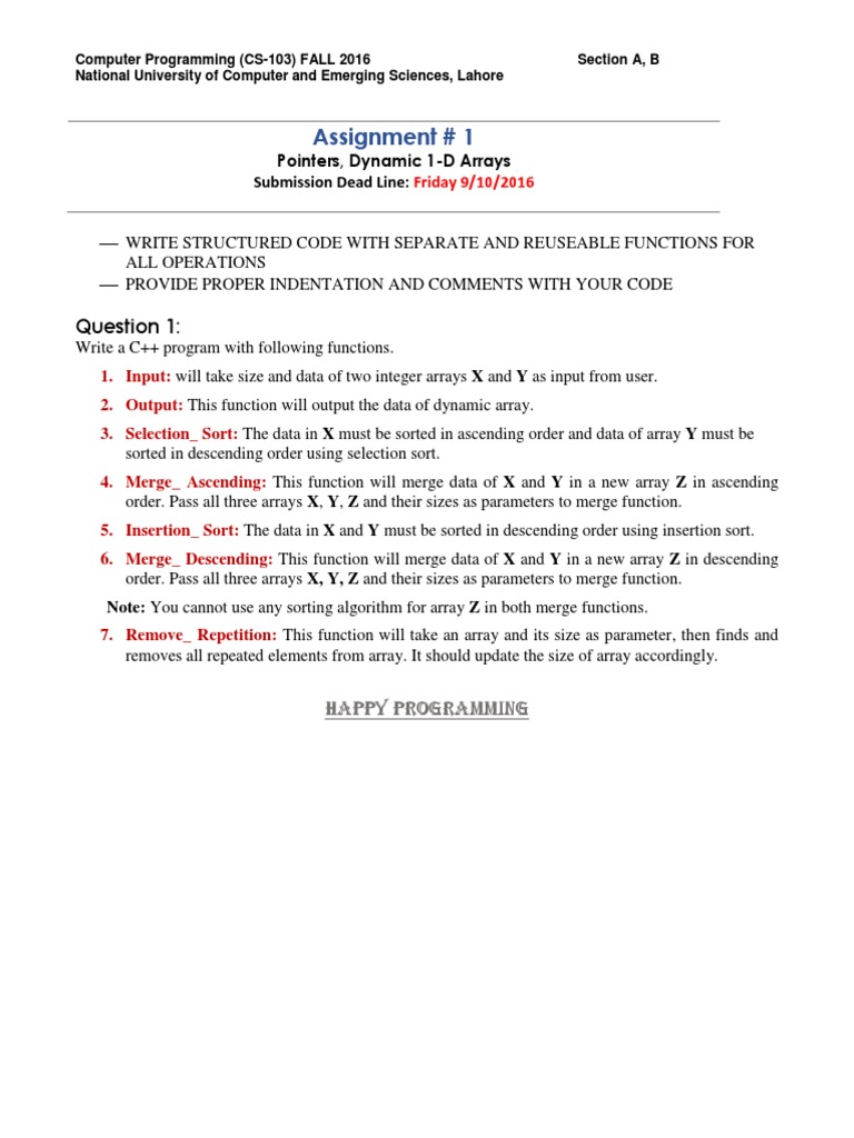 Computer Programming Assignment | PDF