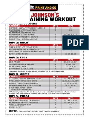 Dwayne Johnson Mass Gaining Workout Chart | Pdf