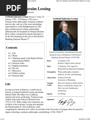 Gotthold Ephraim Lessing Philosophical Science Science