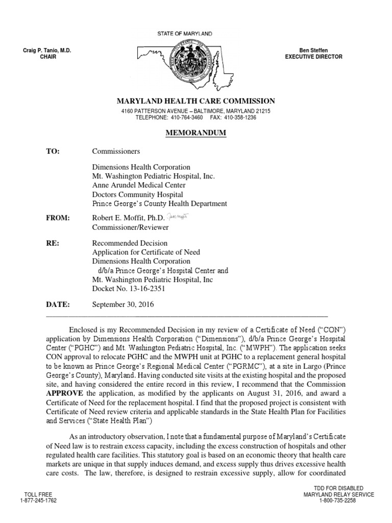 Recommended Decision PGRMC Memo App 093016 | Emergency ...