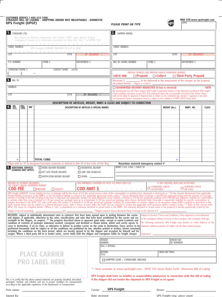 UPS Bill of Lading OTC199 (May12006) PDF