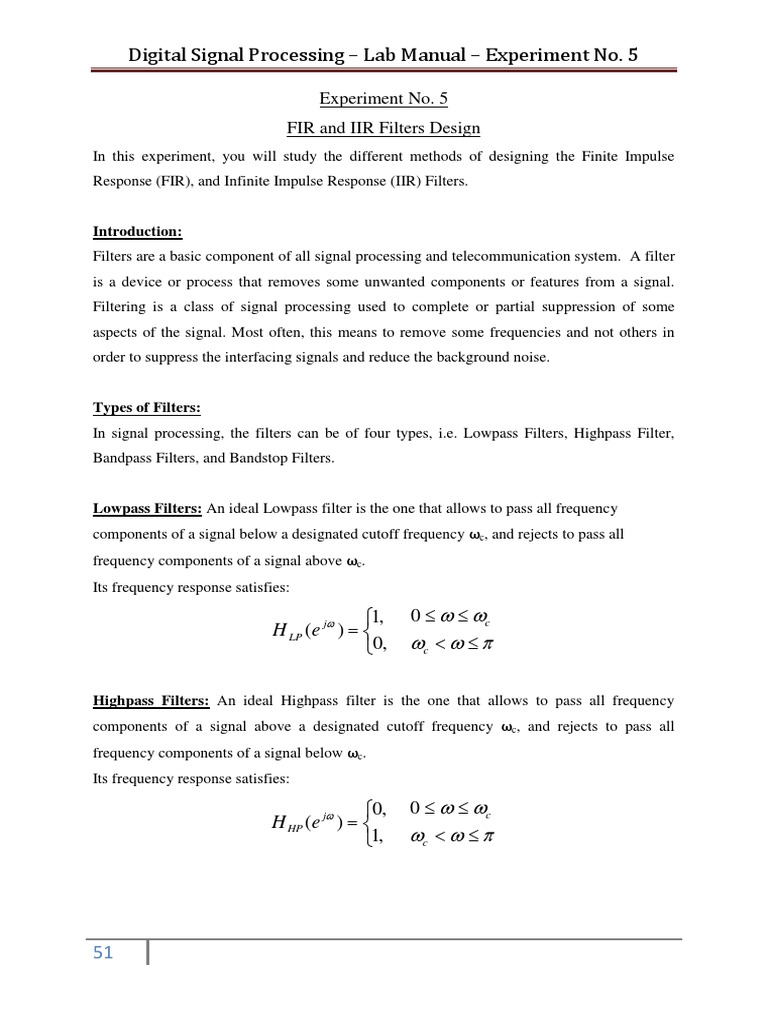 FIR & IIR Filters Design | PDF | Low Pass Filter | Digital Signal ...