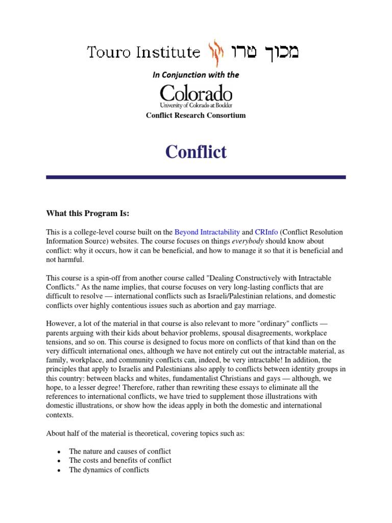 Understanding Conflict Resolution Basics | PDF | Conflict (Process ...