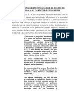 Breves Consideraciones Sobre El Delito de Invasión y Su Carácter Permanente