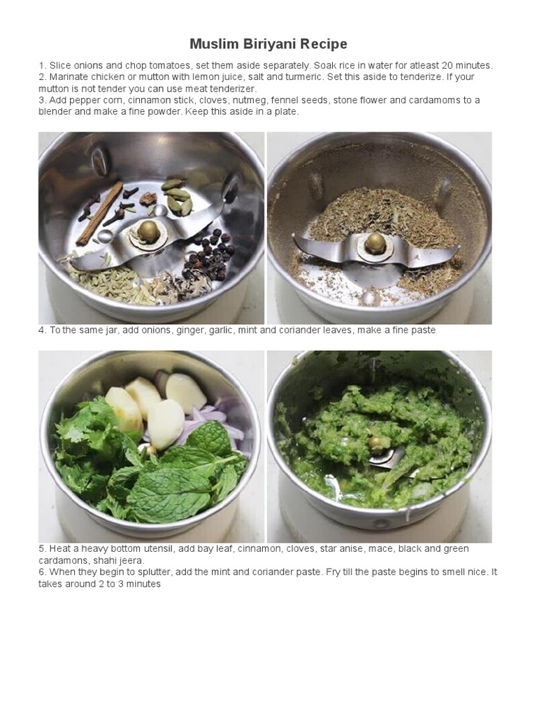 Muslim Biriyani Recipe | PDF | Ginger | Garlic