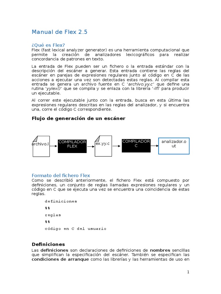Manual de Flex 2.5: Análisis Lexicográfico | PDF | Expresión regular ...