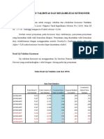 Hasil Pengujian Validitas Dan Reliabilitas Kuesioner