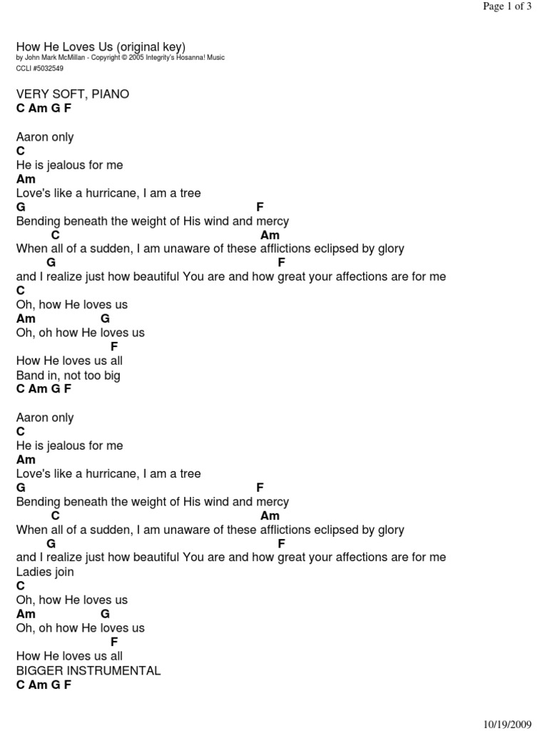 0e1981491 Chord Chart How He Loves Us Key of C PDF
