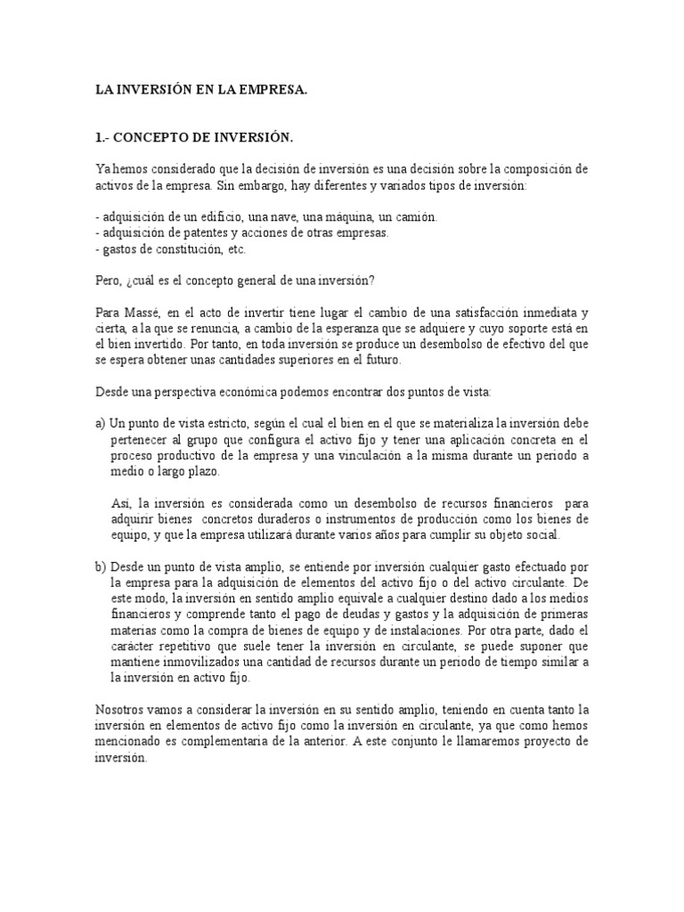 Tipos y Estrategias de Inversión Empresarial | PDF | Inversiones ...