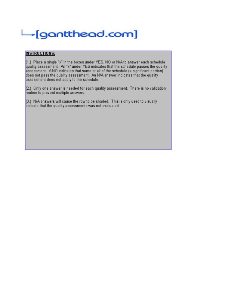 Project Schedule Quality Control Checklist | PDF | Business | Computing ...