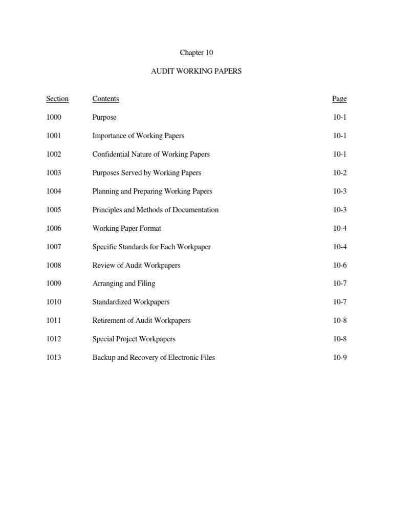 10chap Audit Working Papers PDF PDF Auditor's Report Internal Audit