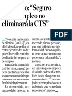 Jaramillo: "Seguro de Desempleo No Eliminará La CTS" - El Comercio - Miguel Jaramillo - 30092016