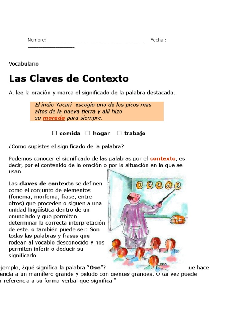 Claves de Contexto PDF Palabra Oración (Lingüística)