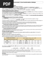 Cours Avancement d'Une Reaction 2016-2017