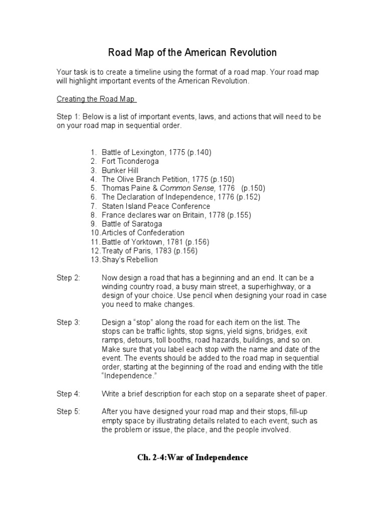 American Revolution Timeline Road Map | PDF | Politics