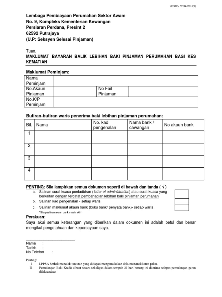 8 Borang Tuntutan Bagi Kes Kematian Pdf