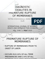 Diagnostic Modalities in Premature Rupture of Membranes