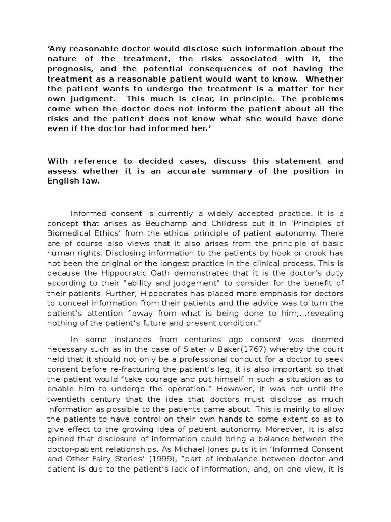 Informed Consent and Patient Rights | PDF | Informed Consent | Consent