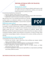 Recomendaciones Para Ayudar Al Niño Con Tda en El