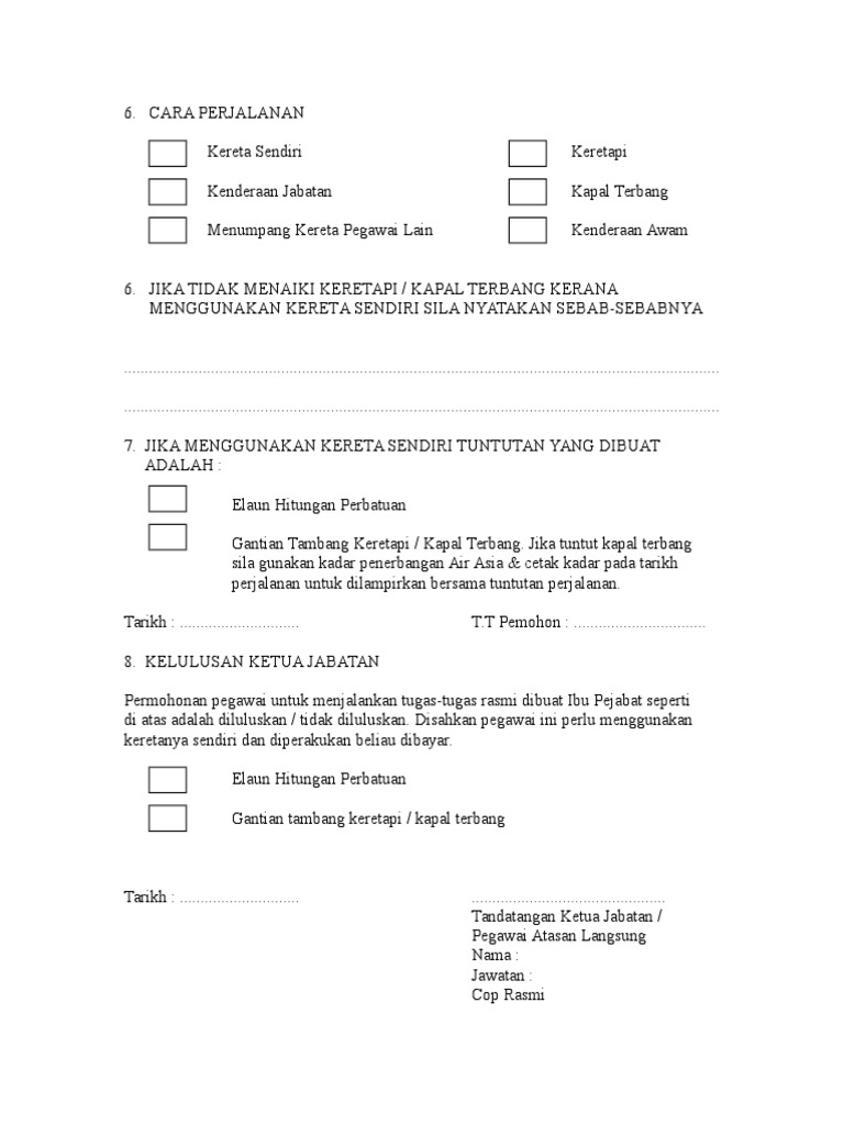 Borang Permohonan Bertugas Luar Pejabat Pdf