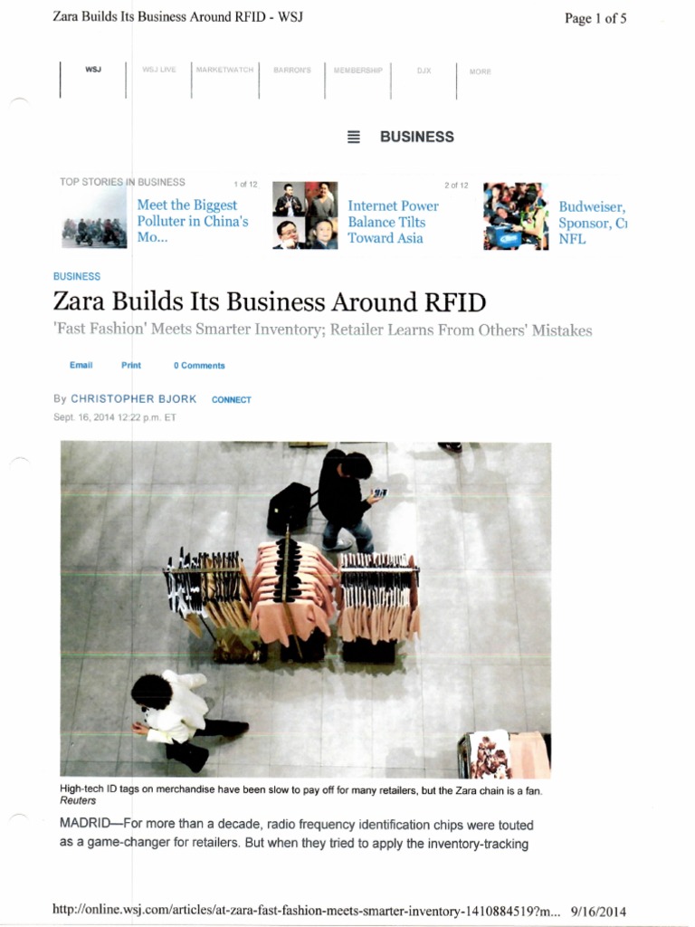 Zara Builds It Business Around RFID | PDF | Radio Frequency ...
