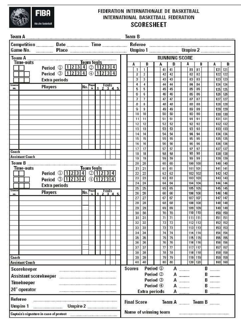 Planilla de Anotacion Baloncesto PDF | PDF