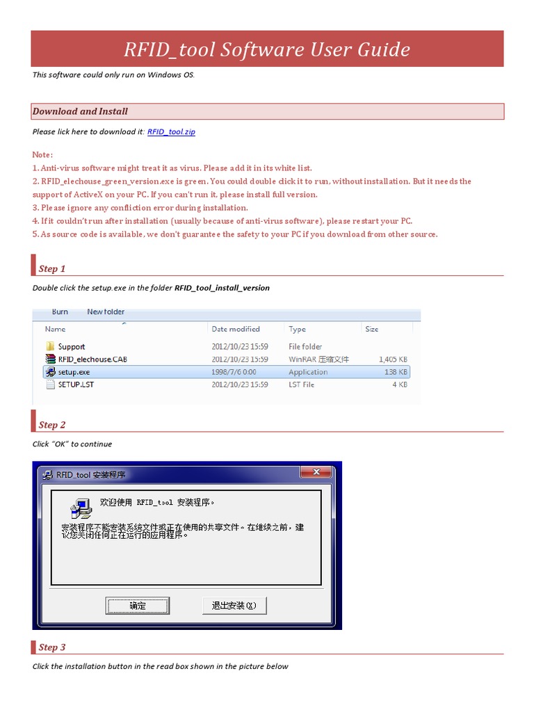 RFID Tool Software User Guide | PDF | Double Click | Installation ...