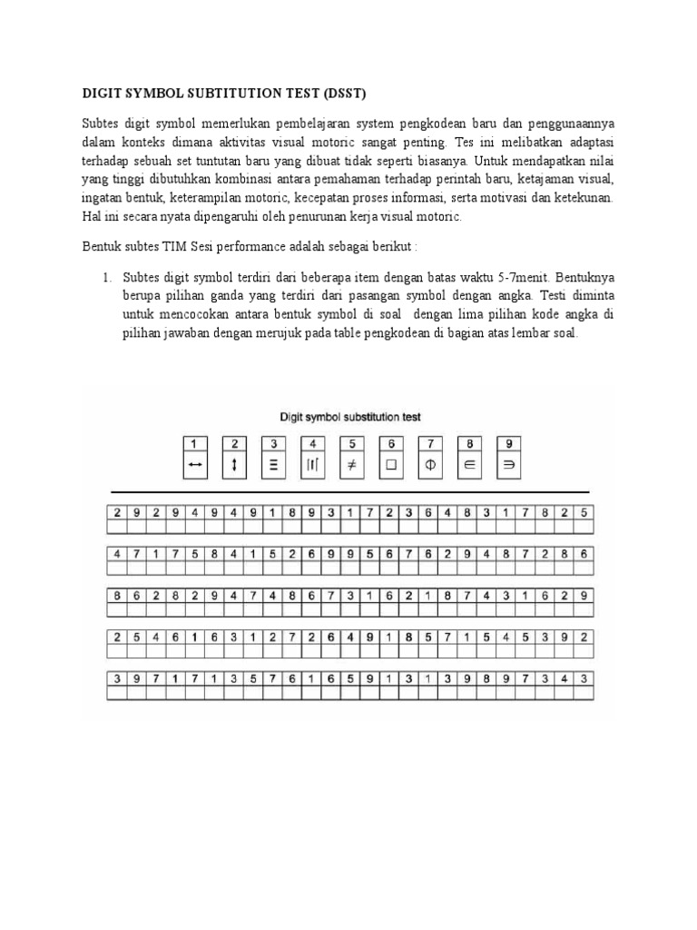 Tes Substitusi Simbol Digit (DSST) | PDF | Bisnis | Komputer