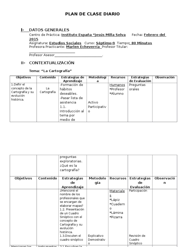 Plan de Clase Diario | PDF