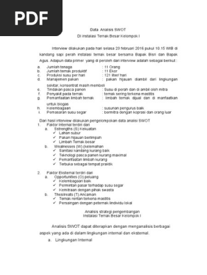 Data Analisis Swot Pok I Sapi