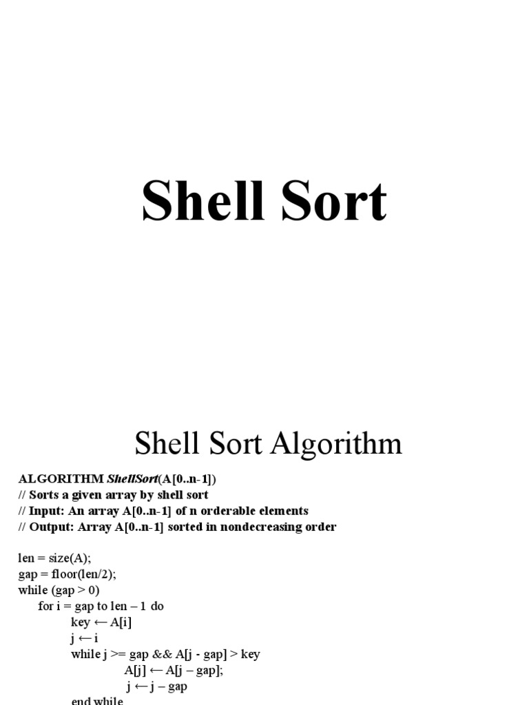 Shell Sort: An Efficient Sorting Algorithm Using Incremental Sorting | PDF