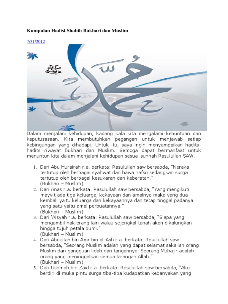 Kumpulan Hadist Shahih Bukhari Dan Muslim