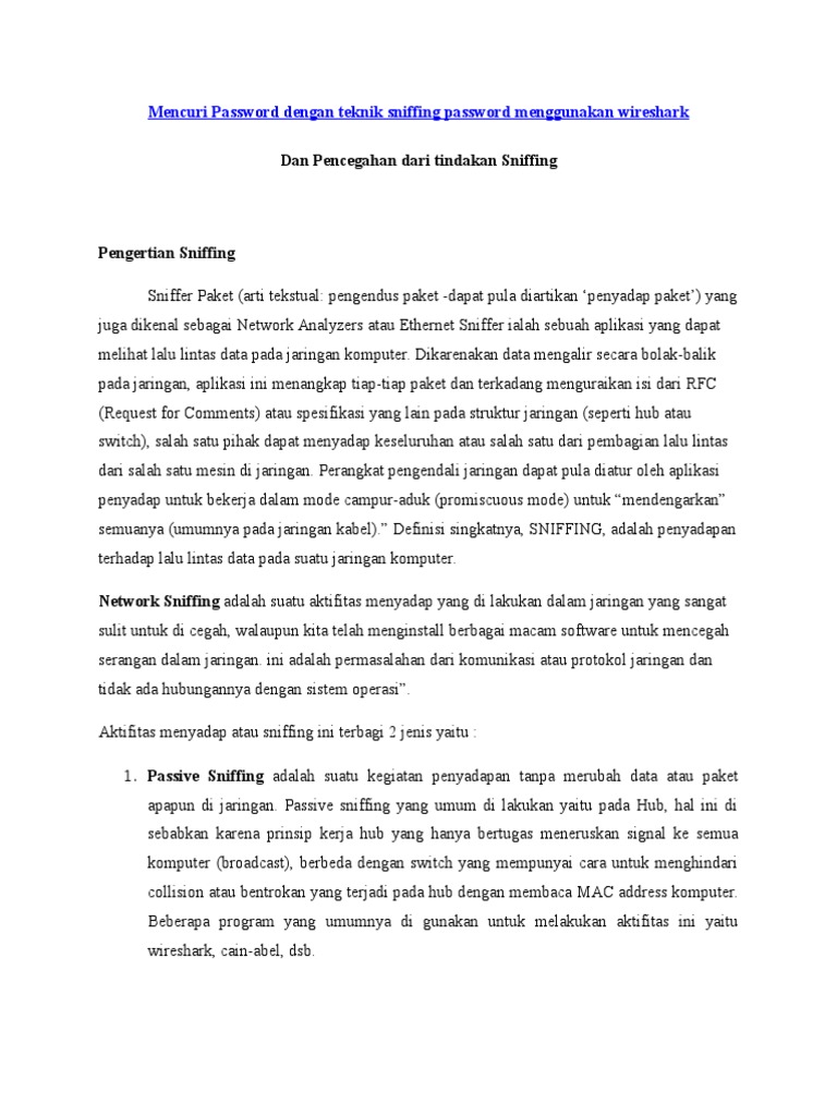 Dokumen Tips Mencuri Password Dengan Teknik Sniffing Password