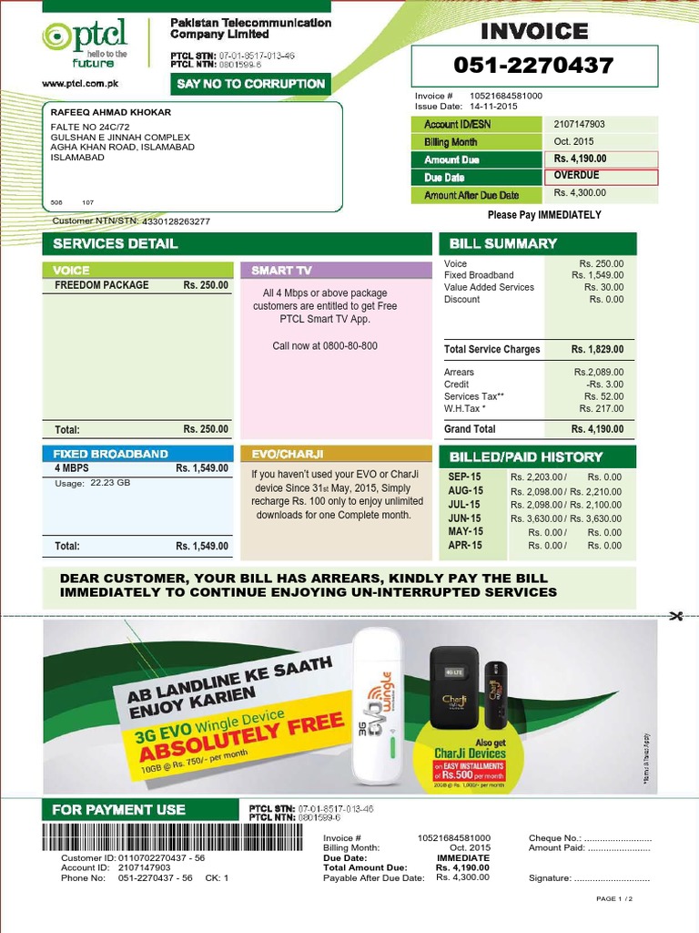 October 2015 Invoice Summary | PDF