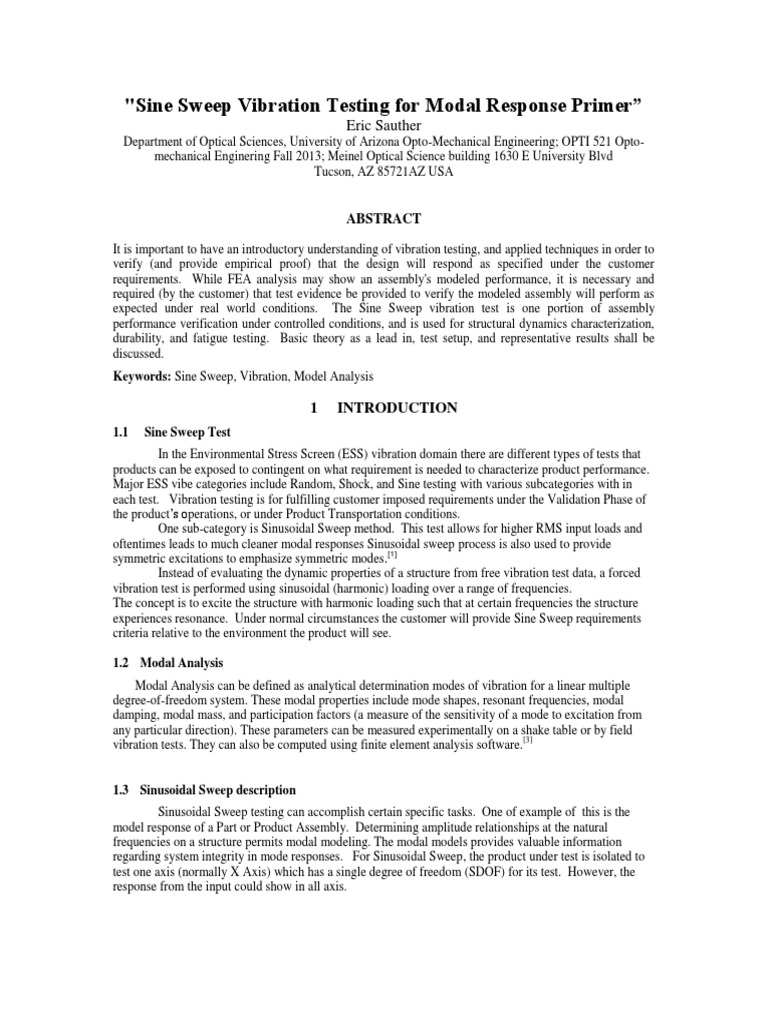 Sine Sweep Vibration Testing Overview | PDF | Spectral Density ...