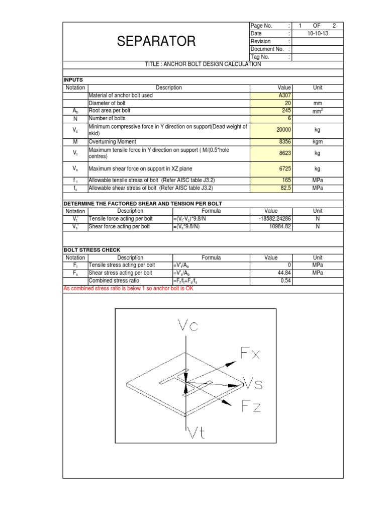 Anchor Bolt Calculation PDF
