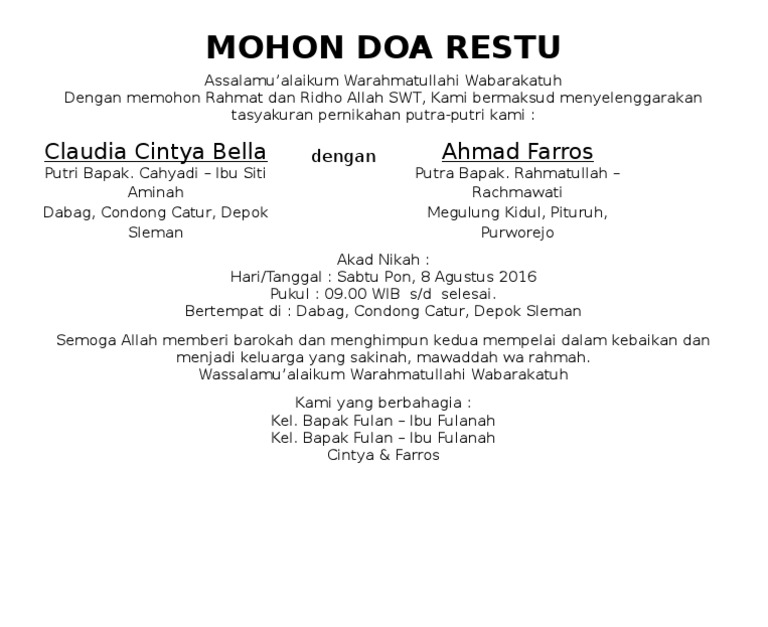 Contoh Ucapan Tasyakuran Pernikahan Nasi Box